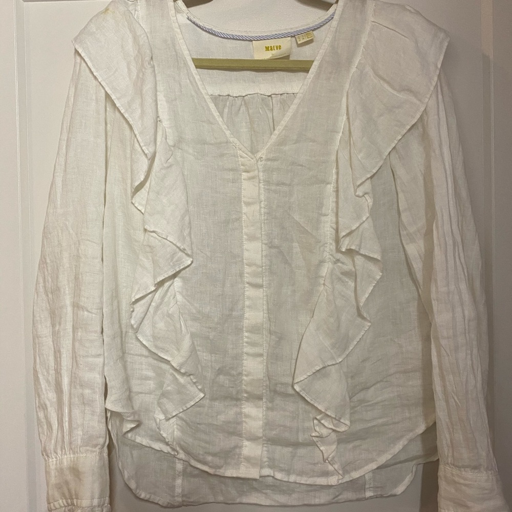 Flowy white button up shirt